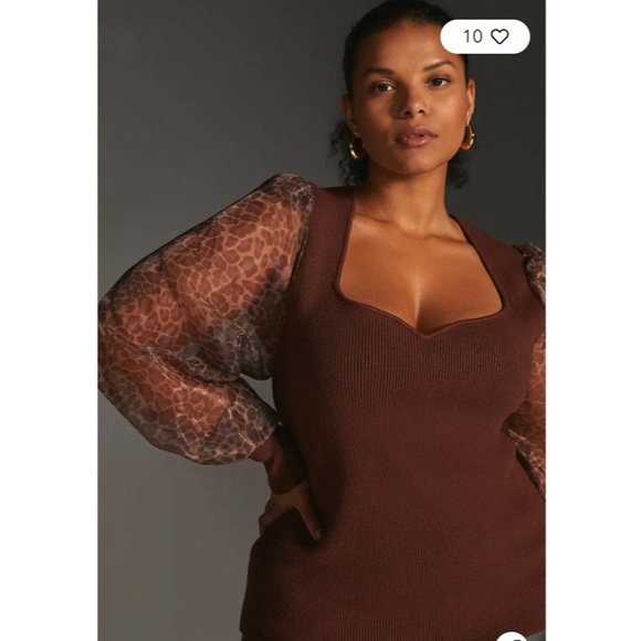 Anthro Dolan Sheer Puff Sleeve Sweater - Picture 2 of 11